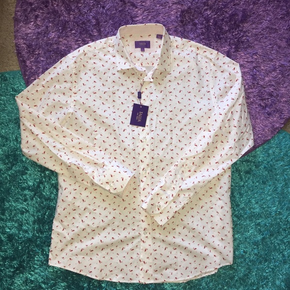Tallia Other - Tallia white red flamingo button down shirt